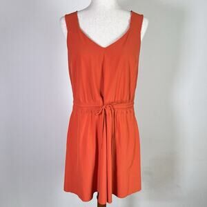 Athleta Savannah Strap Dress Small Orange Drawstring Athliesure Active Mini